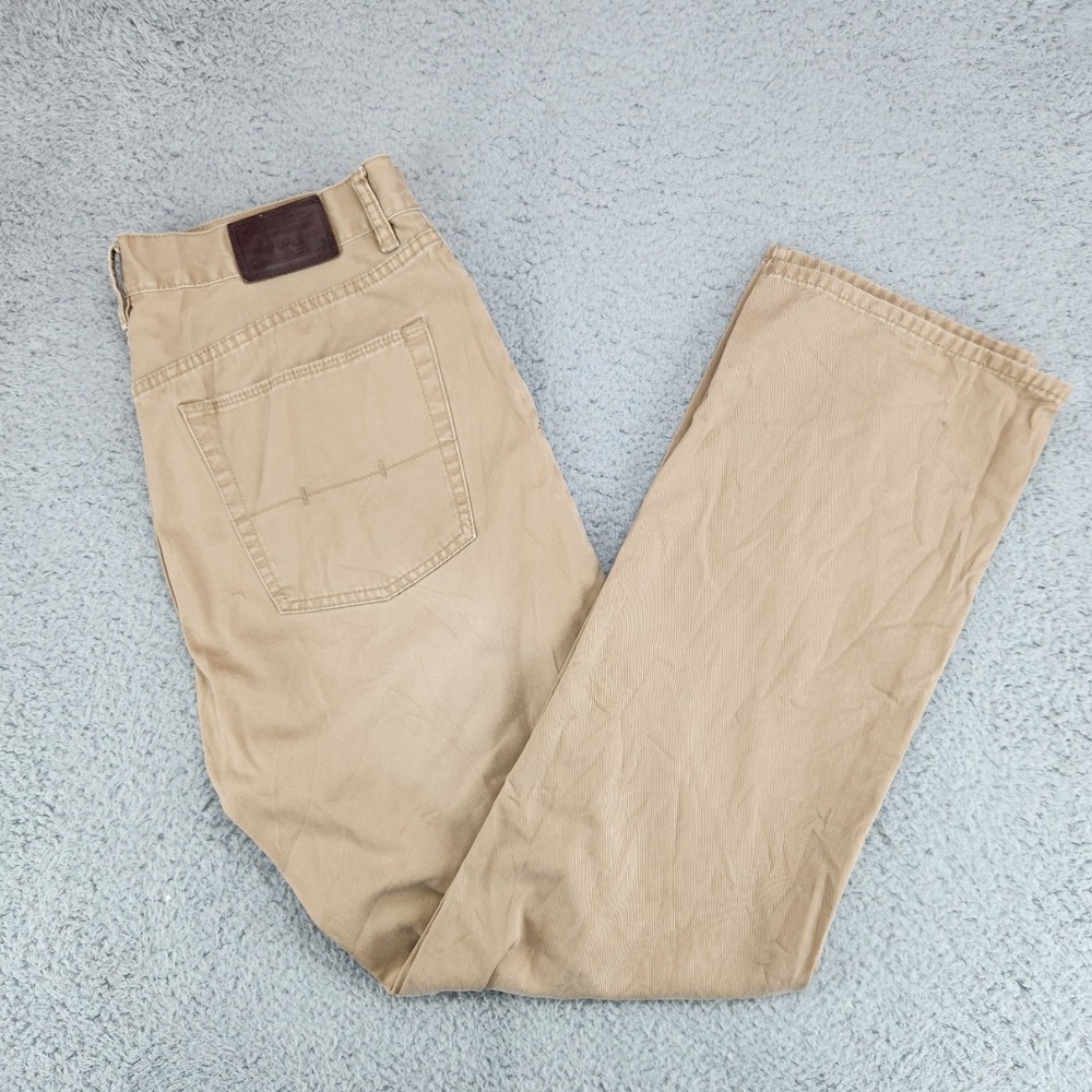 Polo Ralph Lauren Khaki Jeans Mens Size 33x32 Dungarees Error Upside Down Patch